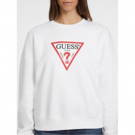 пуловер,дамски,горнища,с,качулка,дамски,ежедневни,облекла,guess,triangle,icon,crew,jumper,pure,white
