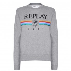 блуза,дамски,горнища,с,качулка,дамски,ежедневни,облекла,replay,rainbow,sweatshirt,grey,marl,m02