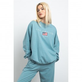 блуза,дамски,блузи,daisy,street,la,sweatshirt,washed,blue