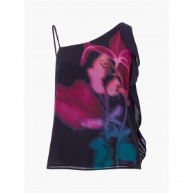 French Connection Women's Eden Frilly Short-Sleeve Patterned Shirt - BLACKOUT MULTI дамски,ризи,french,connection,women's,eden,frilly,short,sleeve,patterned,shirt,blackout,multi