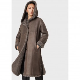 палто,дамски,якета,и,палта,emporio,armani,emporio,hooded,coat,ld99,choc,brown