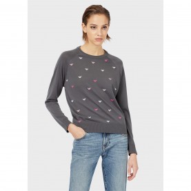 блуза,дамски,горнища,с,качулка,дамски,ежедневни,облекла,emporio,armani,eagle,knit,sweater,grey