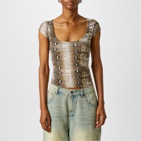 Тениска JADED LONDON Snakeskin T-Shirt - Boa Snake тениска,дамски,топове,jaded,london,snakeskin,t,shirt,boa,snake