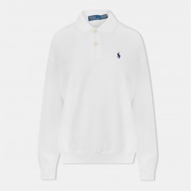 Блуза с яка POLO RALPH LAUREN Long Sleeve Polo Shirt - WHITE блуза,с,яка,дамски,горнища,с,качулка,дамски,ежедневни,облекла,polo,ralph,lauren,long,sleeve,polo,shirt,white