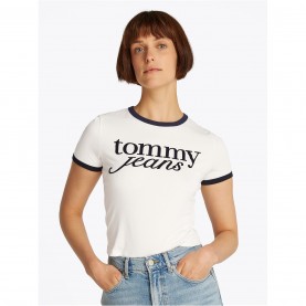 тениска,дамски,топове,tommy,jeans,tjw,slim,sh,script,ringr,tee,ext,ecru