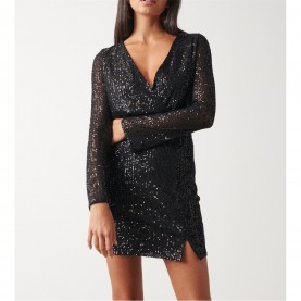 рокля,дамски,поли,и,рокли,pretty,lavish,dulcie,sequin,mini,dress,black