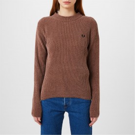 плетена,блуза,дамски,плетени,дрехи,дамски,топове,fred,perry,women's,chenille,rib,knitted,top,s52,pink