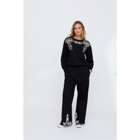 дамски,чорапогащи,и,клинове,raffya,raffya,marmalade,embroidered,wide,leg,trouser,in,black,black