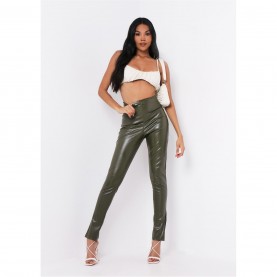 клин,дамски,чорапогащи,и,клинове,missy,empire,leather,side,split,leggings,khaki