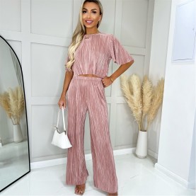 панталони,дамски,чорапогащи,и,клинове,ax,paris,plisse,straight,leg,trousers,champagne