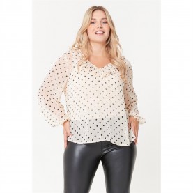 дамски,ризи,дамски,облекла,размер,be,you,ruffle,neck,spot,blouse,cream,spot