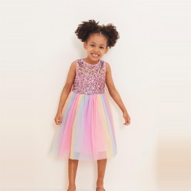 Детска рокля Be You Studio Younger Girls Sequin Tulle Party Dress - Multi детска,рокля,детски,поли,и,рокли,детски,3/4,панталони,be,you,studio,younger,girls,sequin,tulle,party,dress,multi