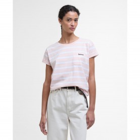 Тениска Barbour Otterburn Stripe T-Shirt - Primrose Pink тениска,дамски,топове,barbour,otterburn,stripe,t,shirt,primrose,pink