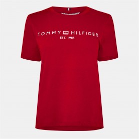 тениска,дамски,топове,tommy,hilfiger,women's,corp,logo,regular,fit,t,shirt,regatta,red