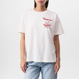 Дамска тениска Tommy Jeans Womens Oversized Graphic T-Shirt - Ancient White дамска,тениска,дамски,топове,tommy,jeans,women,s,oversized,graphic,t,shirt,ancient,white