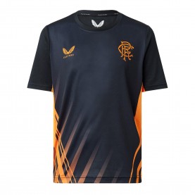 Юношеска тениска Castore Rangers Training T-shirt 2022 2023 Juniors - Black/Orange юношеска,тениска,детски,тениски,футбол,футболни,горнища,castore,rangers,training,t,shirt,2022,2023,juniors,black,orange