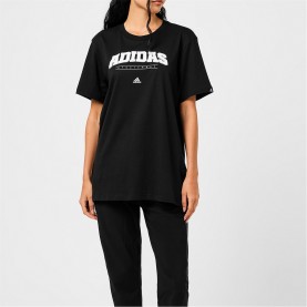 Дамска тениска Adidas Collegiate Graphic T-shirt Womens - Black/White дамска,тениска,промоция,на,зимни,облекла,дамски,летен,каталог,плажен,магазин,adidas,collegiate,graphic,t,shirt,womens,black,white