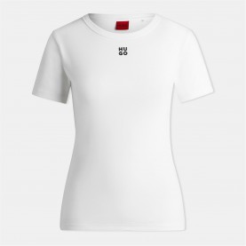 Тениска Hugo Women's Regular Fit Logo T-Shirt - White тениска,дамски,топове,hugo,women's,regular,fit,logo,t,shirt,white