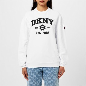 блуза,дамски,горнища,с,качулка,дамски,ежедневни,облекла,dkny,varsity,crewneck,sweater,white