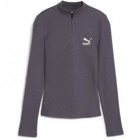 дамски,тениски,дамски,топове,puma,ribbed,half,zip,long,sleeve,galactic,gray