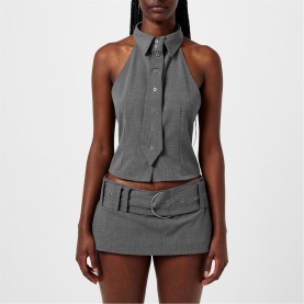 JADED LONDON Friday Halter Tie Shirt - Grey дамски,топове,jaded,london,friday,halter,tie,shirt,grey