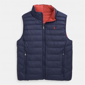 Елек Polo Ralph Lauren Kids' Reversible Quilted Sleeveless Gilet - Navy Red елек,детски,3/4,панталони,polo,ralph,lauren,kids',reversible,quilted,sleeveless,gilet,navy,red