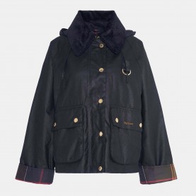 Дамско яке Barbour Womens Reighton Spey Hooded Long Sleeve Wax Jacket - Black/Classic дамско,яке,дамски,якета,и,палта,barbour,women,s,reighton,spey,hooded,long,sleeve,wax,jacket,black,classic