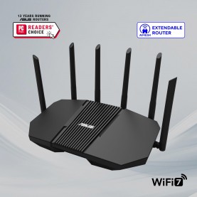 ASUS RT-BE90U Tri-band WiFi 7 AiMesh Extendable Router - Black asus,rt,be90u,tri,band,wifi,7,aimesh,extendable,router,black