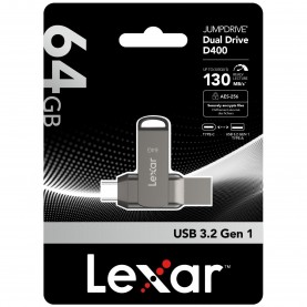 Lexar D40E 64GB Dual USB Flash drive - 3.2 Gen 1 Type-C Jump Drive - Grey lexar,d40e,64gb,dual,usb,flash,drive,3,2,gen,1,type,c,jump,drive,grey