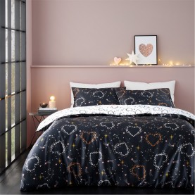 спално,бельо,и,комплекти,catherine,lansfield,cosmic,hearts,and,stars,reversible,duvet,cover,set,black