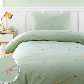 спално,бельо,и,комплекти,catherine,lansfield,embroidered,dinosaur,duvet,cover,set,green