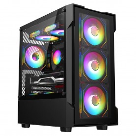CiT Bolt Black Micro-ATX Gaming Case with 4 x 120mm ARGB Infinity Fans + 30pc Tint Tempered Glass - Black cit,bolt,black,micro,atx,gaming,case,with,4,x,120mm,argb,infinity,fans,30pc,tint,tempered,glass,black