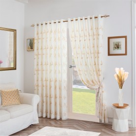 alan,symonds,leaf,embroidered,tulle,voile,curtains,ring,top,gold