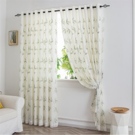 alan,symonds,leaf,embroidered,tulle,voile,curtains,ring,top,green