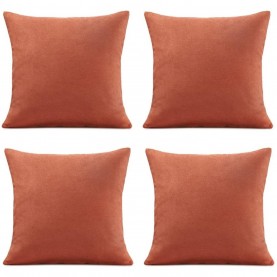 Alan Symonds Set of 4 Plain Chenille Velvet Cushions - Orange подаръци,и,играчки,alan,symonds,set,of,4,plain,chenille,velvet,cushions,orange