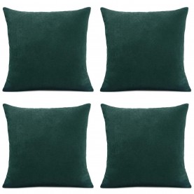Alan Symonds Set of 4 Plain Chenille Velvet Cushions - Green подаръци,и,играчки,alan,symonds,set,of,4,plain,chenille,velvet,cushions,green