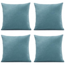 Alan Symonds Set of 4 Plain Chenille Velvet Cushions - Teal подаръци,и,играчки,alan,symonds,set,of,4,plain,chenille,velvet,cushions,teal
