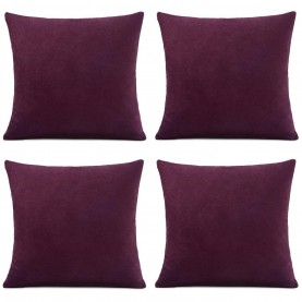 Alan Symonds Set of 4 Plain Chenille Velvet Cushions - Aubergine подаръци,и,играчки,alan,symonds,set,of,4,plain,chenille,velvet,cushions,aubergine