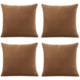 Alan Symonds Set of 4 Plain Chenille Velvet Cushions - Tan подаръци,и,играчки,alan,symonds,set,of,4,plain,chenille,velvet,cushions,tan