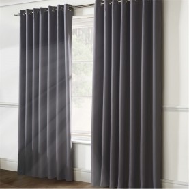 Alan Symonds Plain 95pct. Blackout Ring Top Curtains - Silver alan,symonds,plain,95pct.,blackout,ring,top,curtains,silver