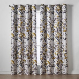 Alan Symonds Giverny 95pct. Blackout Ring Top Curtains - Ochre alan,symonds,giverny,95pct.,blackout,ring,top,curtains,ochre
