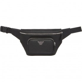 чанта,аксесоари,на,разпродажба,emporio,armani,men,s,eagle,badge,faux,leather,zip,bum,bag,black,81072