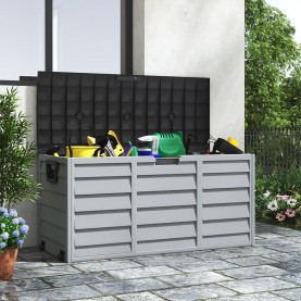 Breeins 290L Weatherproof Plastic Outdoor Storage - Black/Grey чорапи,всички,чорапи,градина,/,на,открито,аксесоари,на,разпродажба,breeins,290l,weatherproof,plastic,outdoor,storage,black,grey