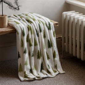 Gallery Tree Printed Fleece Throw 1400x1800mm - Green аксесоари,на,разпродажба,gallery,tree,printed,fleece,throw,1400x1800mm,green