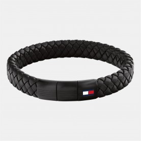 Tommy Hilfiger Men's Round Braided Leather Bracelet - Black бижутерия,аксесоари,на,разпродажба,tommy,hilfiger,men's,round,braided,leather,bracelet,black