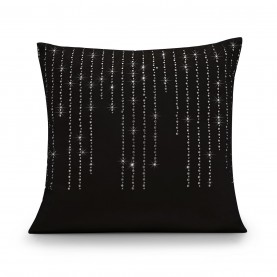 Alan Symonds Velvet Feel Cushion with Cascading Diamante Studs - Black подаръци,и,играчки,alan,symonds,velvet,feel,cushion,with,cascading,diamante,studs,black
