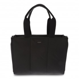 dkny,paola,commuter,logo,tote,bag,black,silver