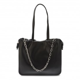 dkny,halle,tote,bag,black,silver