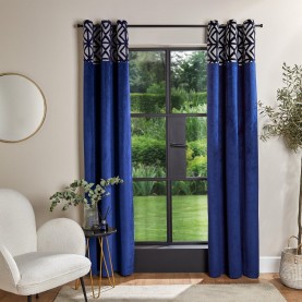 homelife,velvet,top,panel,curtains,navy