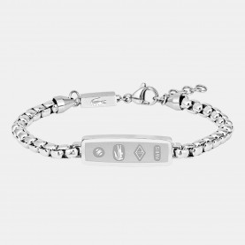 Lacoste Mens District Stainless Steel Reversible Pendant Bracelet - Silver lacoste,mens,district,stainless,steel,reversible,pendant,bracelet,silver